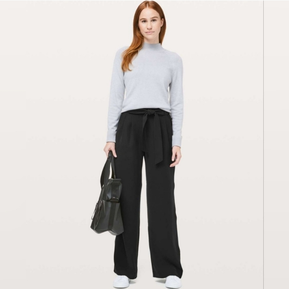Lululemon Noir Pants Self-Tie Elasticated High Rise Wide Leg Pants Size‎ 4 - Picture 2 of 12
